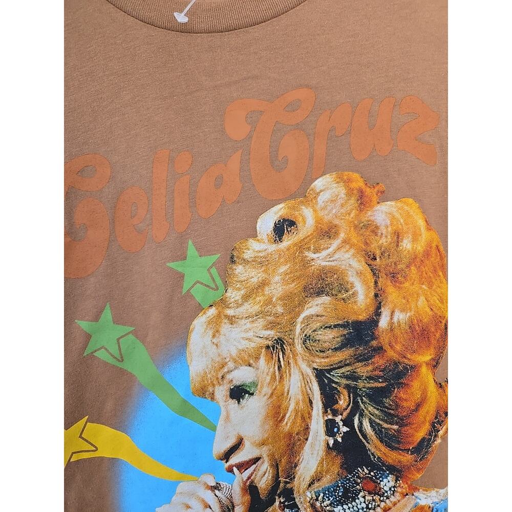 NEW Celia Cruz Adult Unisex Graphic T-Shirt Brown Size L